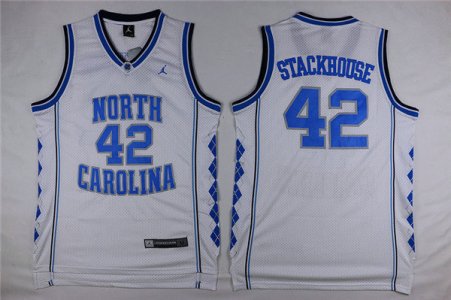 Maillot De Basket NCAA North Carolina University Jerry Stackhouse 42 Blanc